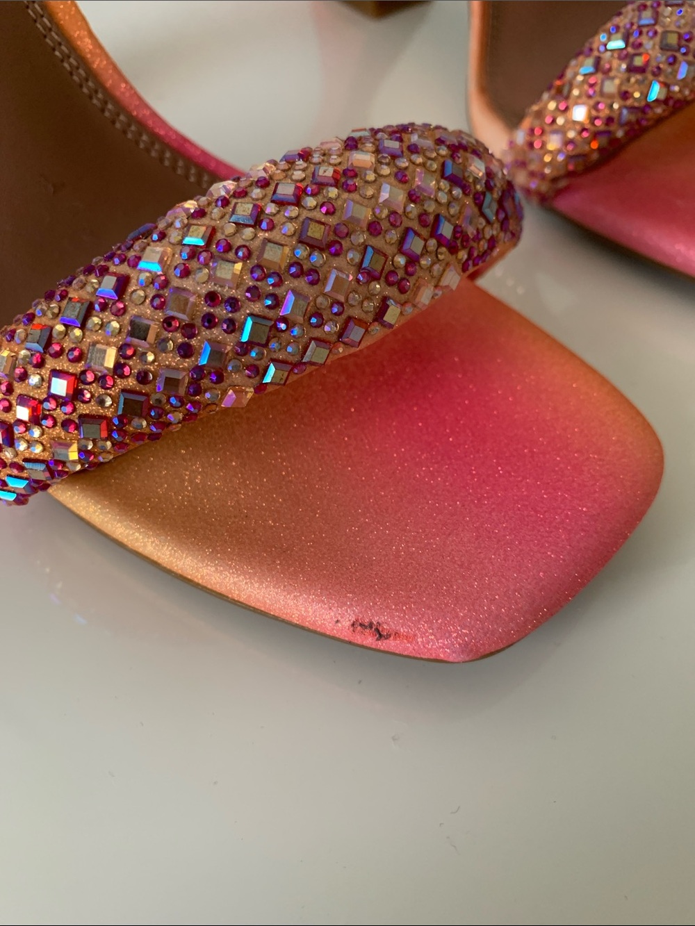 NWT Gianni Bini Razl-Dazl Ombre Rhinestone Strap Sculptural Heels Size 8 - Picture 11 of 11
